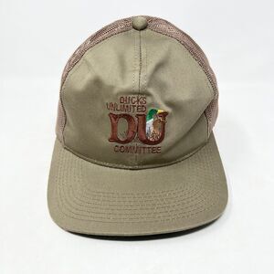 Vintage Ducks Unlimited Committee Hat Beige Snapback Hunting Embroidered Logo